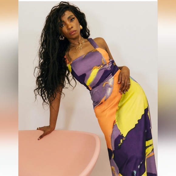 The Drop Dresses & Skirts - The Drop Multi Abstract Print Button Midi Dress Size 2X NWT P2P 23.5 In